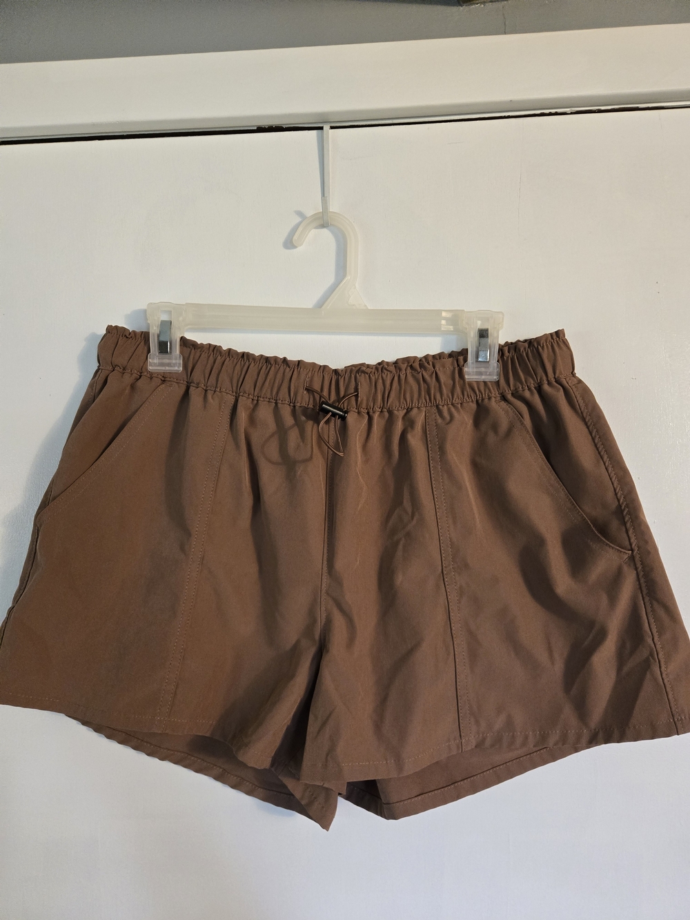 Women's Brown Elastic Waist Casual Shorts